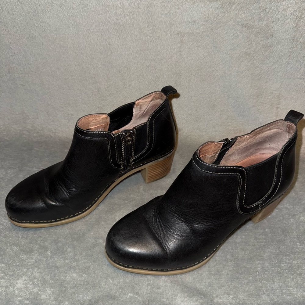 Dansko Black Leather Ankle Booties
